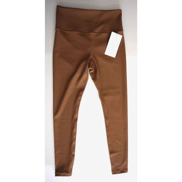 Athleta 410342 Women Sz S Walnut Brown High-Rise Elation Rib Tight Leggings - Picture 1 of 12